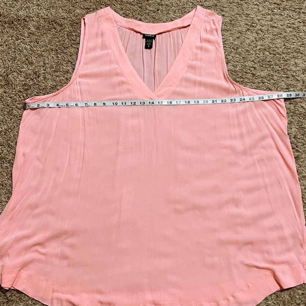 SOLD! [Torrid] Pink/Peach Sleeveless Pullover V-Neck Blouse - Picture 9 of 9